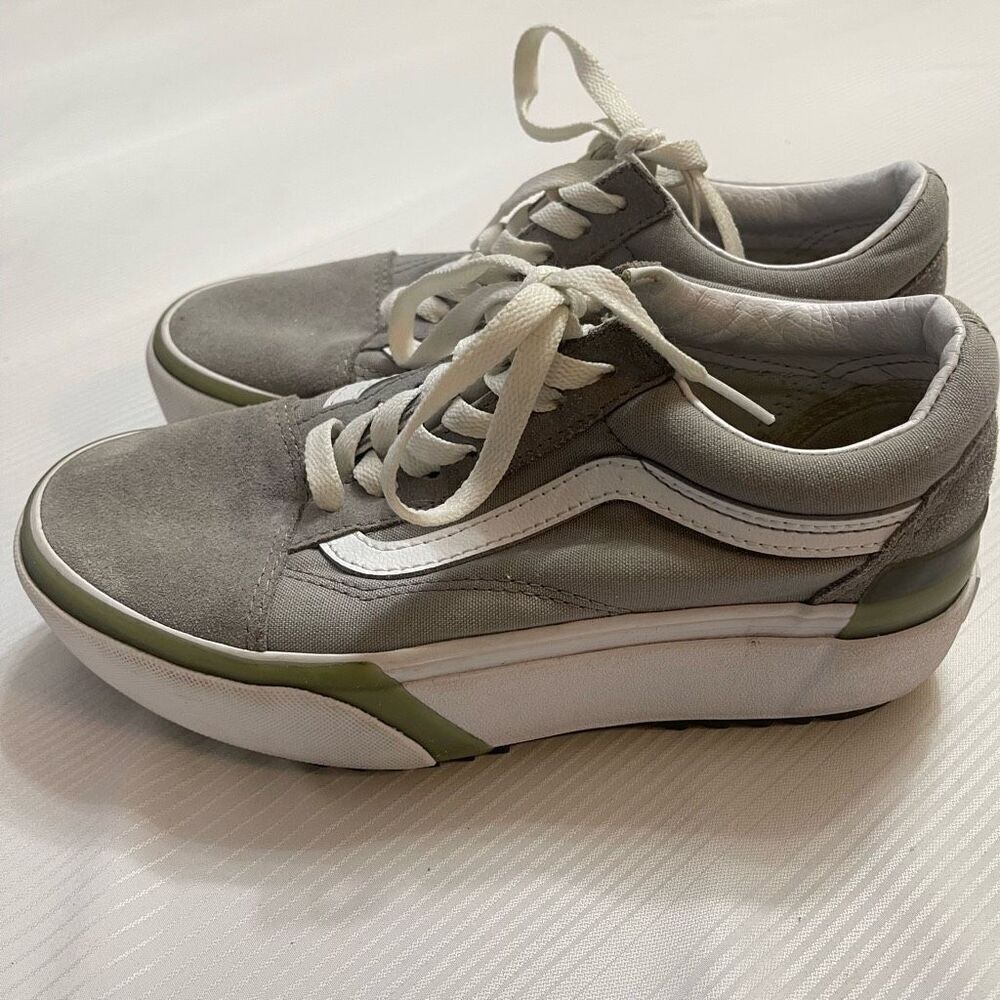 Vans Old Skool Stacked Sneakers Shoes White Gray Skate Casual Size 6.5 6 1/2 - Picture 3 of 8